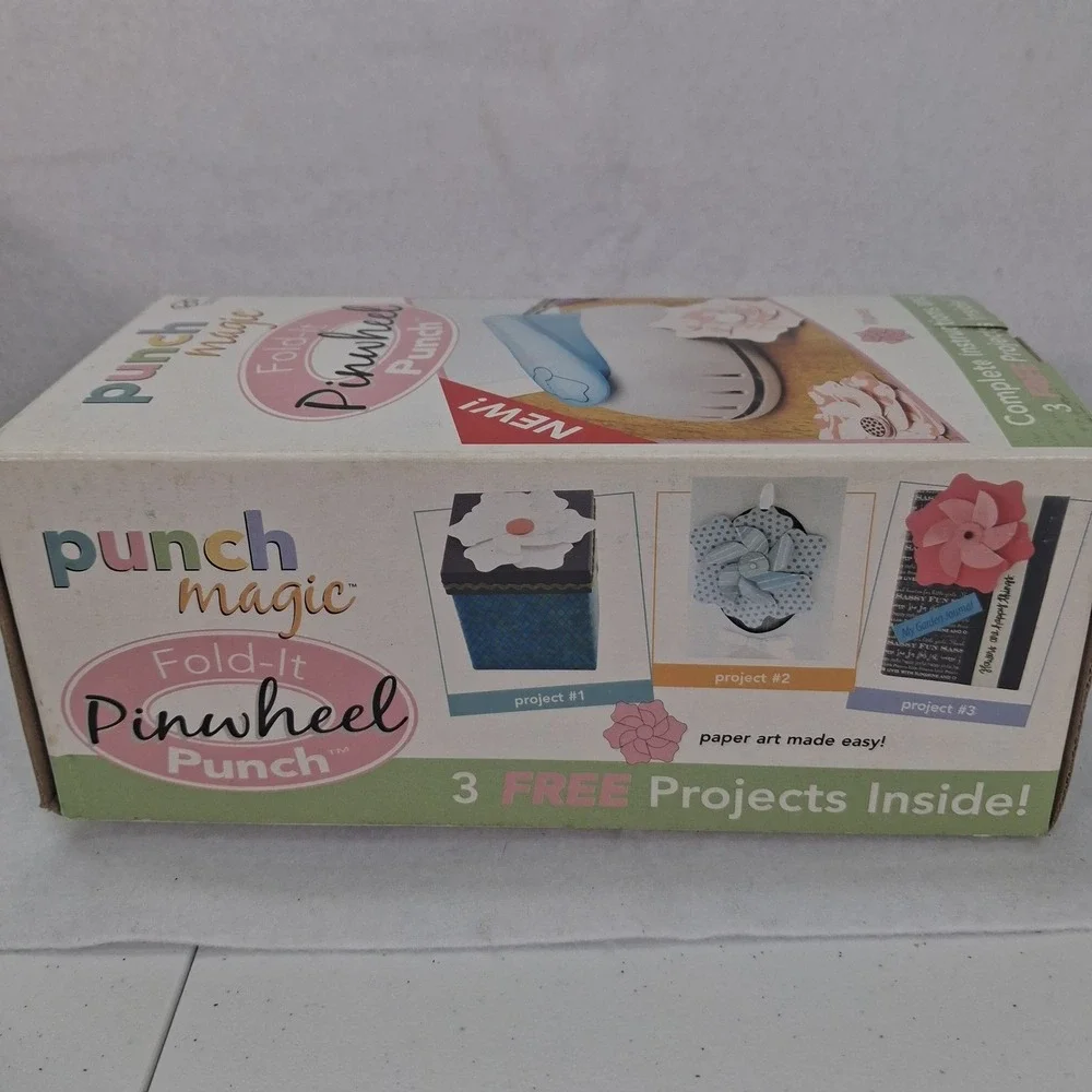 Punch Magic Fold-It Pinwheel Punch Waves Boomerang Paper Craft Tools Set EUC